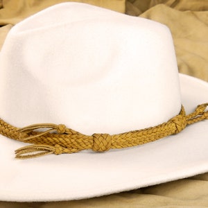 Handmade Braided Leather Cowboy Hat Band: Adjustable Gaucho Knots