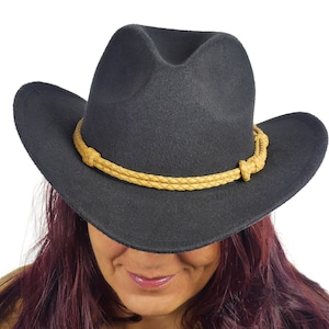 Fascia per cappello in pelle intrecciata a mano, stile cowboy western