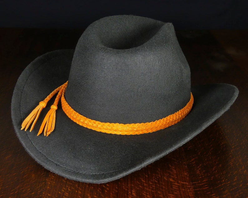 Cowboy Hutband aus Leder, Westernhutband orange Bild 8