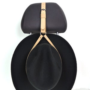 Handmade Leather Car Hat Hanger: Cowboy Hat Rack, Adjustable