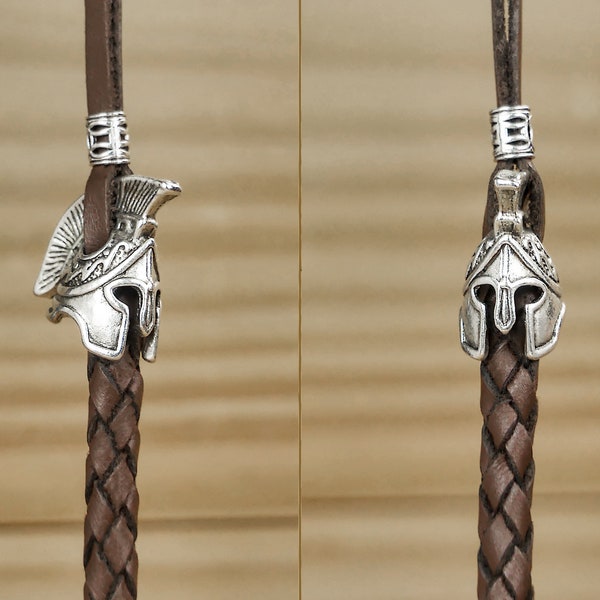 Spartan braided leather knife lanyard, Leather key chain,