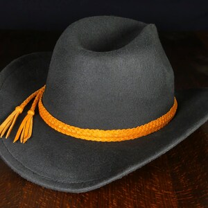 Cowboy Hutband aus Leder, Westernhutband orange Bild 7