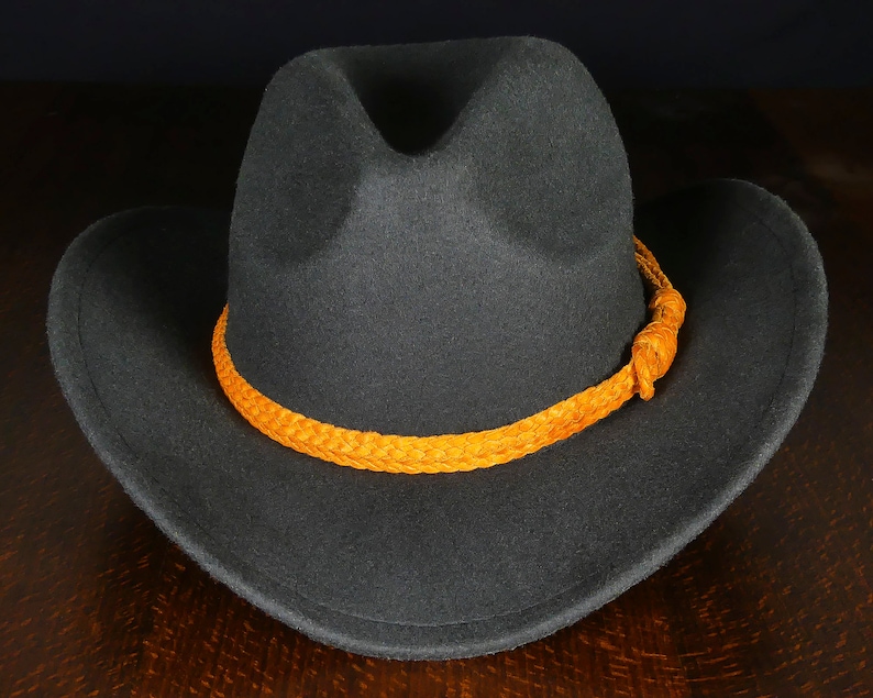 Cowboy Hutband aus Leder, Westernhutband orange Bild 1
