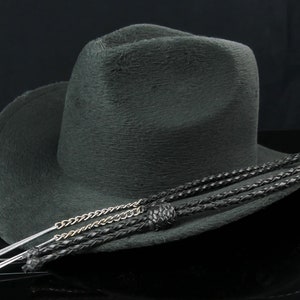 Schwarze Leder Stampede String, geflochtener Kinnriemen aus Leder für Cowboy Hut, Western Hut Stampede Strap