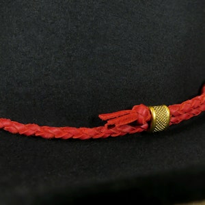 Red cowboy leather hat bands men, Western hat band for women, Cowgirl hat band