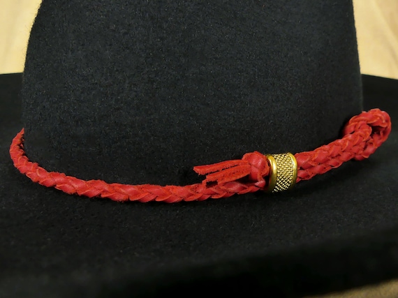 Hat Band, Hatbands For Men And Women, Leather Straps, Cowboy Beaded Bands, Blue, Red, Brown, Grey, Black, Handmade In Guatemala