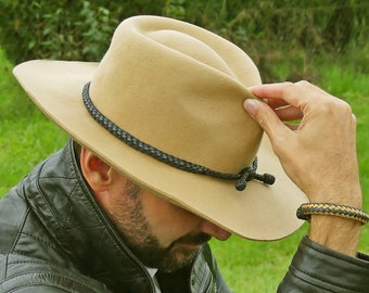 Leather cowboy hat band, Handmade western hat bands