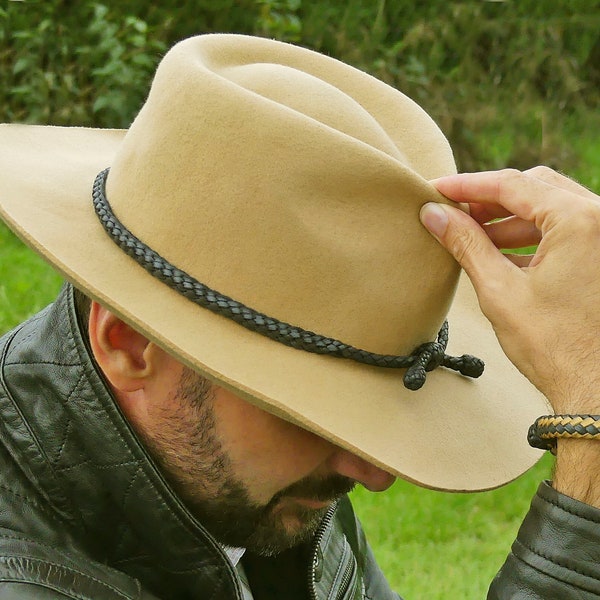 Leather cowboy hat band, Handmade western hat bands