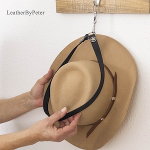 Black Leather Hat Hanger Hat Holder, Rack For Wall