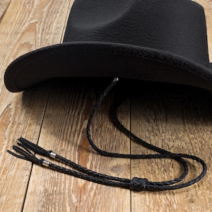 Schwarze Hand geflochtene Leder Stampede Riemen, Cowgirl-Hut-Kinnriemen