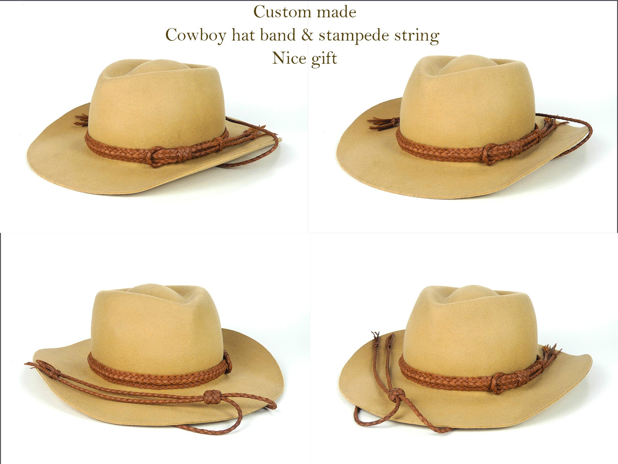 Leather Cowboy Hat Band, Handmade Western Hat Bands