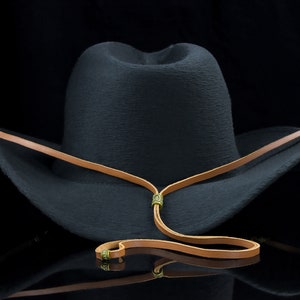 Cowboy Hut Kinnriemen mit bronzener Hardware und braunem Leder Stampede String