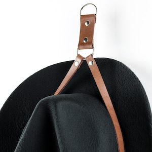 Leather hat rack, Hat hanger for wall, Hat holder,