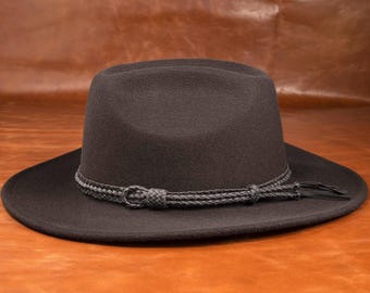 Cinta para sombrero de cuero trenzado a mano artesanalmente, accesorio clásico para sombrero vaquero del oeste