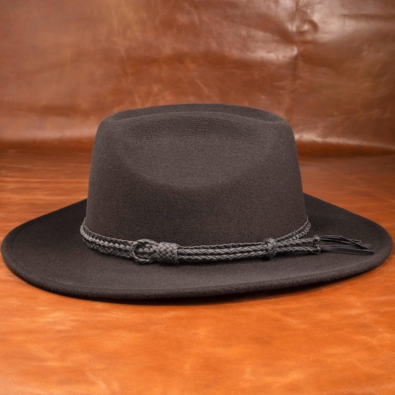 Fascia per cappello da cowboy in pelle intrecciata a mano