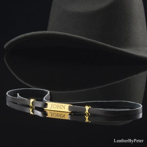 Personalized leather cowboy hat band with your name on it, image 2