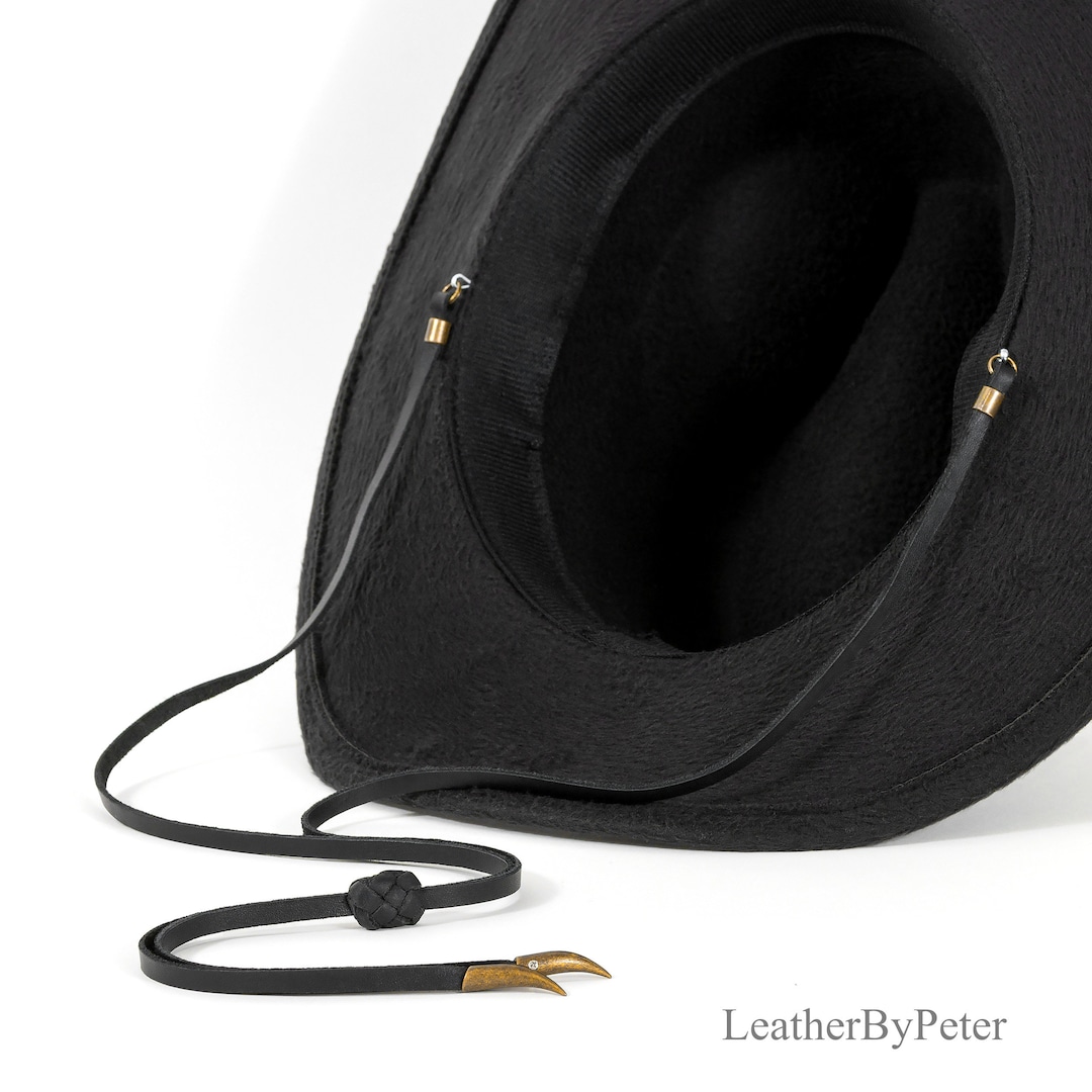 Stampede String Black Leather Stampede String With Bronze Horns, Western Chin Strap - Etsy