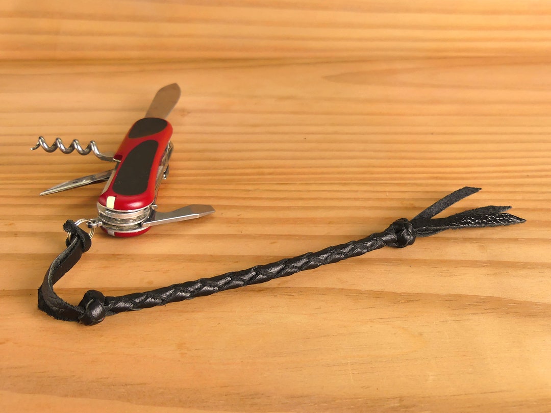 Black Leather Knife Lanyard, Custom Leather Key Chain for Men, Etsy
