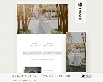 Showit Investment Guide, Showit Pricing Proposal, Premium Showit Website Template, Showit Template for Photographers, Pricing Page Add-On