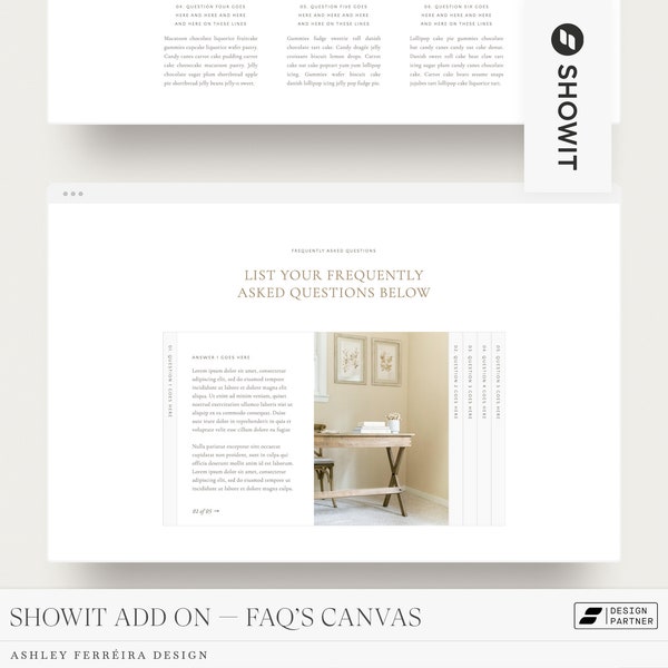 FAQ Showit Template, FAQ Add-On Canvas, Premium Showit Website Template, Showit Template for Photographer, FAQ Add-On, Drop-Down, Accordion