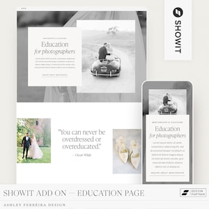Showit Education Page, Showit Shop Page, Premium Showit Website Template, Showit Template for Photographers, Photographer Mentor Page