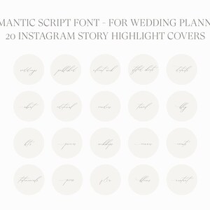 20 Instagram Story Highlight Icon Covers, Wedding Icons, Romantic Script Icons, Typography Highlight Icons, Social Media Icon, Instagram