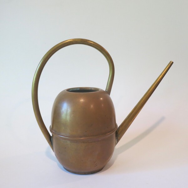 Weathered Copper Watering Can Vintage Round Copper and Brass Watering Can For Display Only