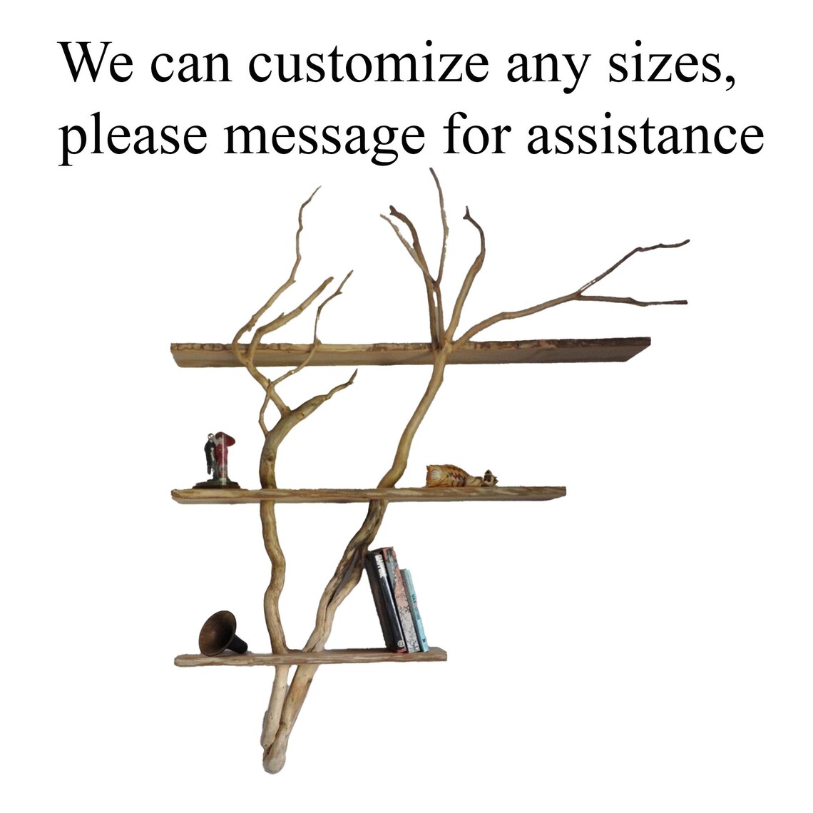 Tree Branches Wood Floating Shelves Wall Mount Live Edge Etsy