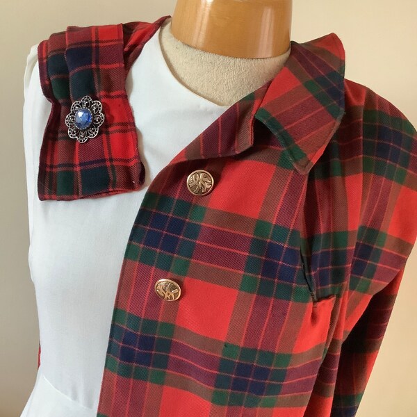 Vintage womans Scottish Country Dancing Dress and Tartan Cape , Uk size 14?