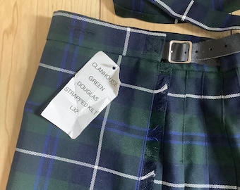 Vintage girls Scottish strapped  kilt,NEW, Douglas Tartan, waist 22 inches