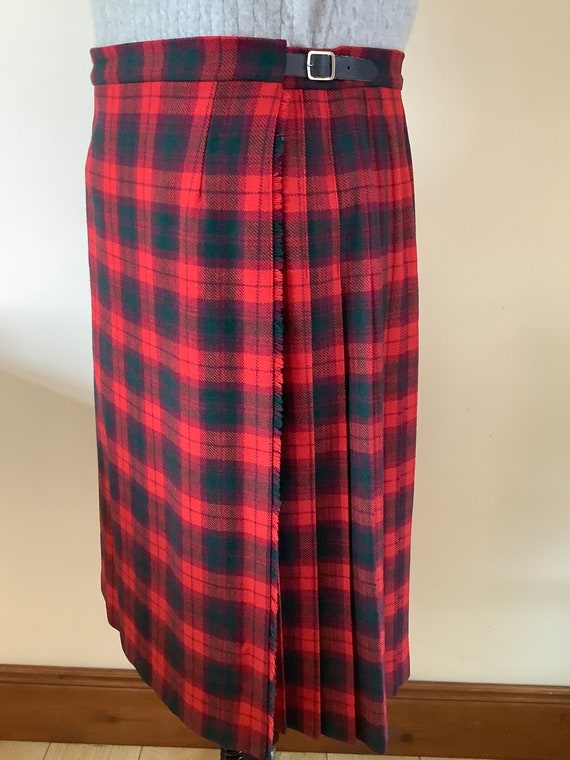 Kilt en laine cossaise femme vintage tartan rouge taille 32