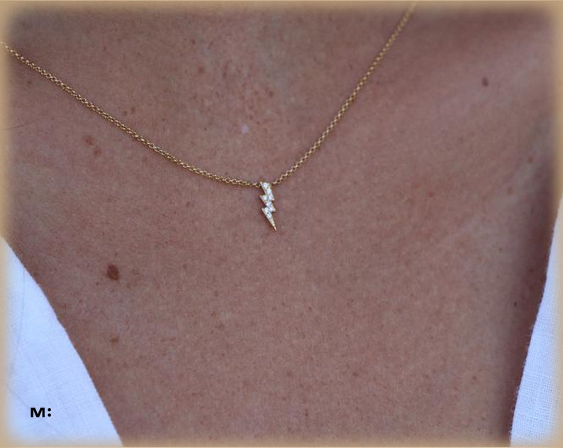 Diamond Necklace In 14k White Gold Lightning Bolt - White Gold Lightning Bolt Pendant Diamond Necklace In 14k White Gold Lightning Bolt - White Gold Lightning Bolt Pendant