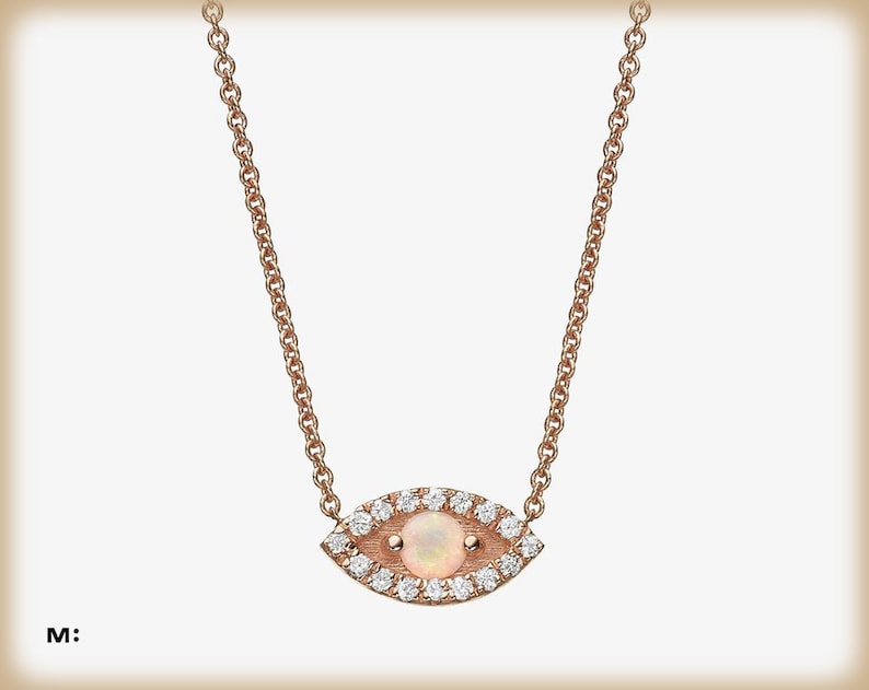 Lunette Set Rose Opale Solitaire Collier Pendentif ~ GRATUIT Chaîne ~ Boîte Cadeau Inclus