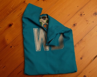 Teal netball bib bag reversible - unique gift netball player, gift for mum, gift for sister - zero waste, green gift – custom available