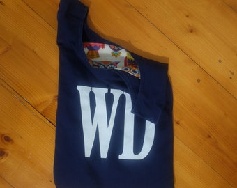 Navy blue netball bib bag reversible - gift netball player, coach, gift for mum, gift for sister - zero waste, green gift – custom available