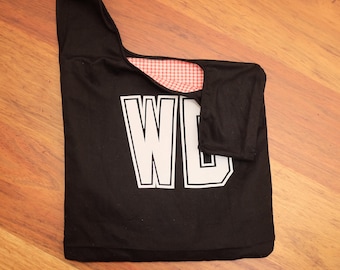 Black netball bib bag reversible - unique netball team gift, gift for mum or bridesmaid - sport bag, book bag, shopping bag – custom
