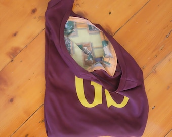 Maroon netball bib bag reversible, unique gift netball player, gift for coach, gift for sister - zero waste, green gift, end of season gift