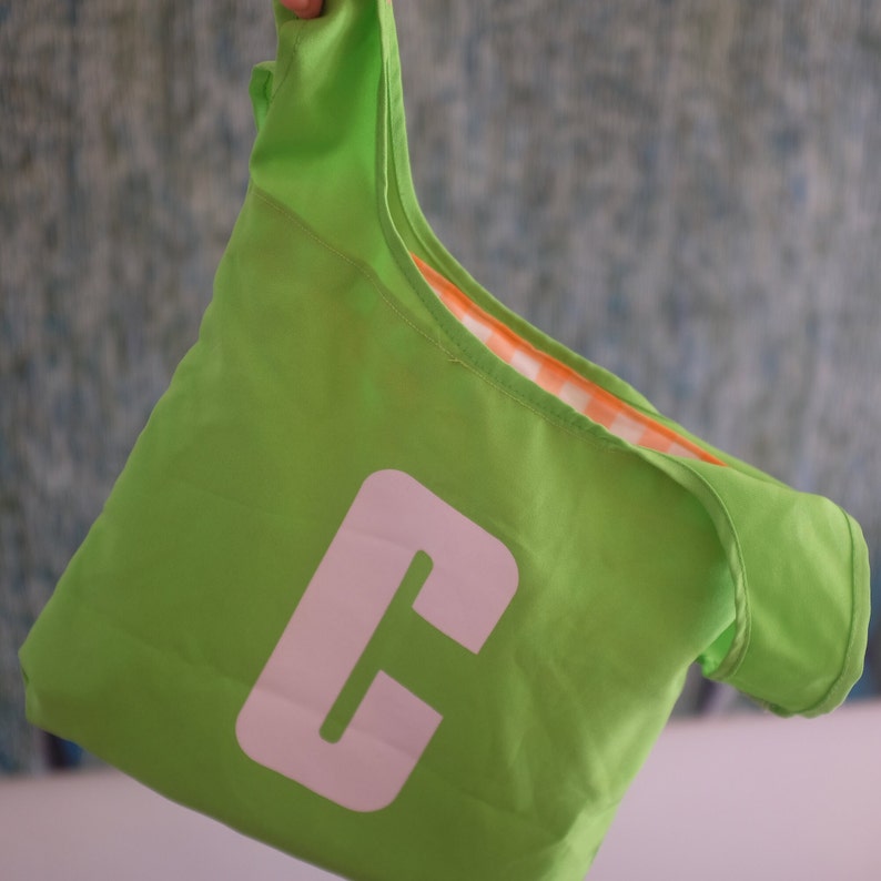 Lime green netball bib bag reversible unique gift netball player or coach, gift for mum, zero waste, green gift custom available image 6