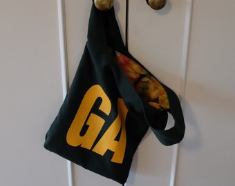 Dark green netball bib bag with yellow lettering - reversible - unique gift netball lover, gift for mum, gift for sister - custom available