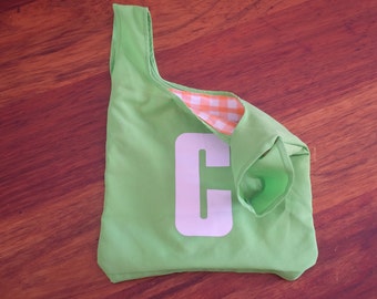 Lime green netball bib bag reversible - unique gift netball player or coach, gift for mum, zero waste, green gift – custom available