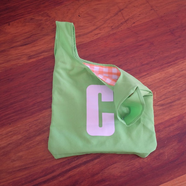 Lime green netball bib bag reversible - unique gift netball player or coach, gift for mum, zero waste, green gift – custom available