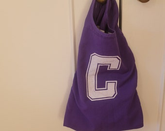 Purple netball bib bag reversible - unique gift netball player, gift for mum, gift for sister - zero waste, green gift, end of season gift