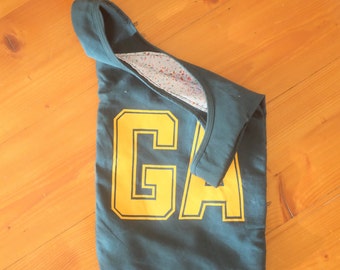 Green and gold netball bib bag reversible - gift netball player, - zero, netball fan, zero waste, green gift – custom available