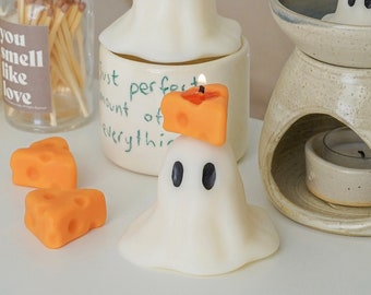 Candela fantasma al formaggio - Regalo decorativo per la festa di Halloween Decorazione artistica per la stanza spettrale Design divertente e carino Artigianato fatto a mano per la mamma La sua casa autunnale