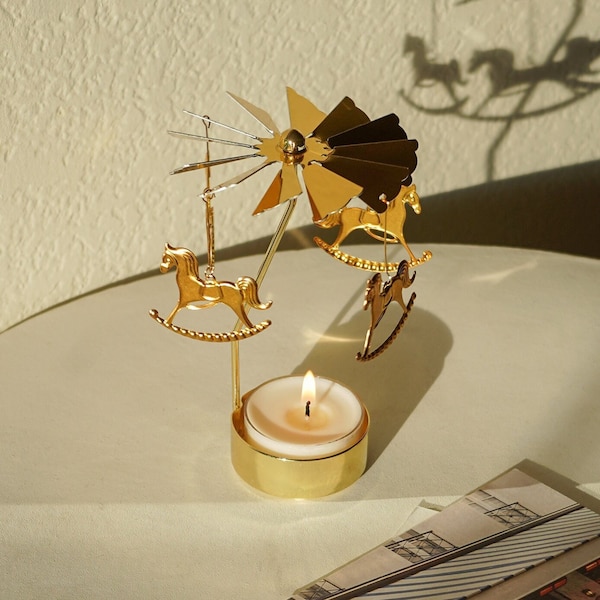 Merry-Go-Round Tealight Candle Holder Set - Minimal Aesthetic Home Decor Gold Housewarming Gift For Her Unique Cute Idea For Her Friendship