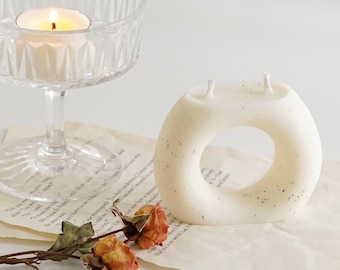 Candela ad anello in ceramica - Decorazioni per la casa moderne Decorazioni per scrivania in stile francese Candela Estetica da sogno Cera di soia Decorazione semplice Regalo minimo per Lui Lei