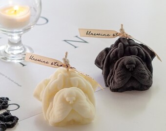 Shar Pei Candle - Dog Lovers Gift For Her Pet Loss Memorial Sympathy Gifts For Him Cute Fun Dog Mom Gift Scented Soy Wax Candle Birthday