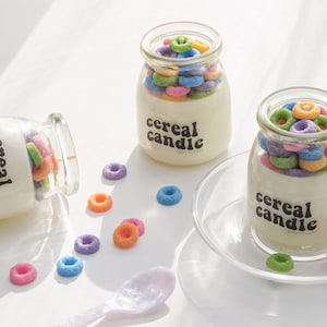 Cereal Candle - Fruit Loops Dessert Lovers Gift For Her Cute Fun Decorative Nostalgic Jar Candle Birthday Bridesmaid Proposal Wedding Favor