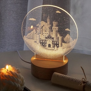 Snowy Night Light - LED Lamp Winter Holiday Season Christmas Gift For Her Him Bedside Room Decor Aesthetic Boho Bedroom Unique Light