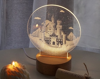 Snowy Night Light - LED Lamp Winter Holiday Season Christmas Gift For Her Him Bedside Room Decor Aesthetic Boho Bedroom Unique Light